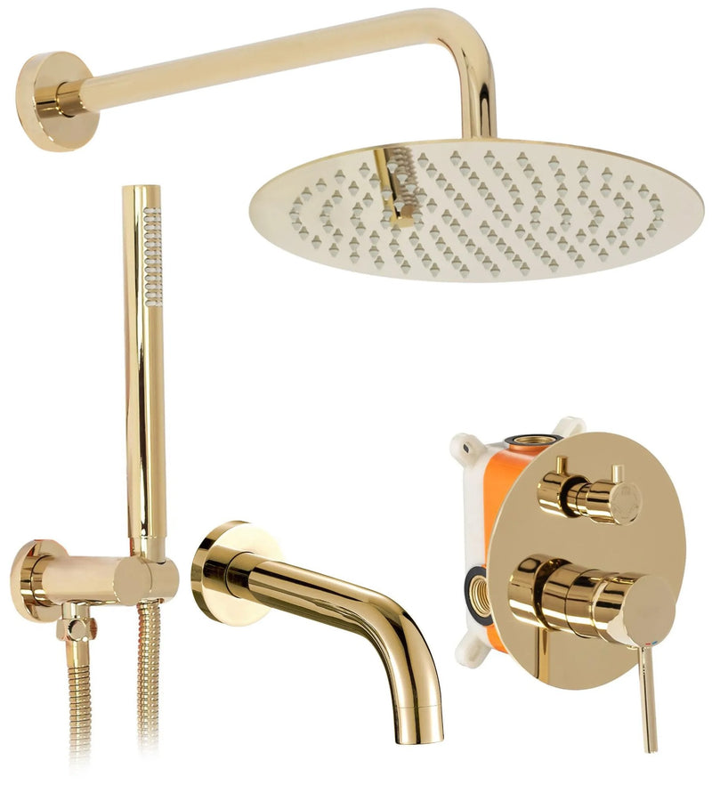 Set de duș incastrat Rea Lungo Gold Auriu cu BOX