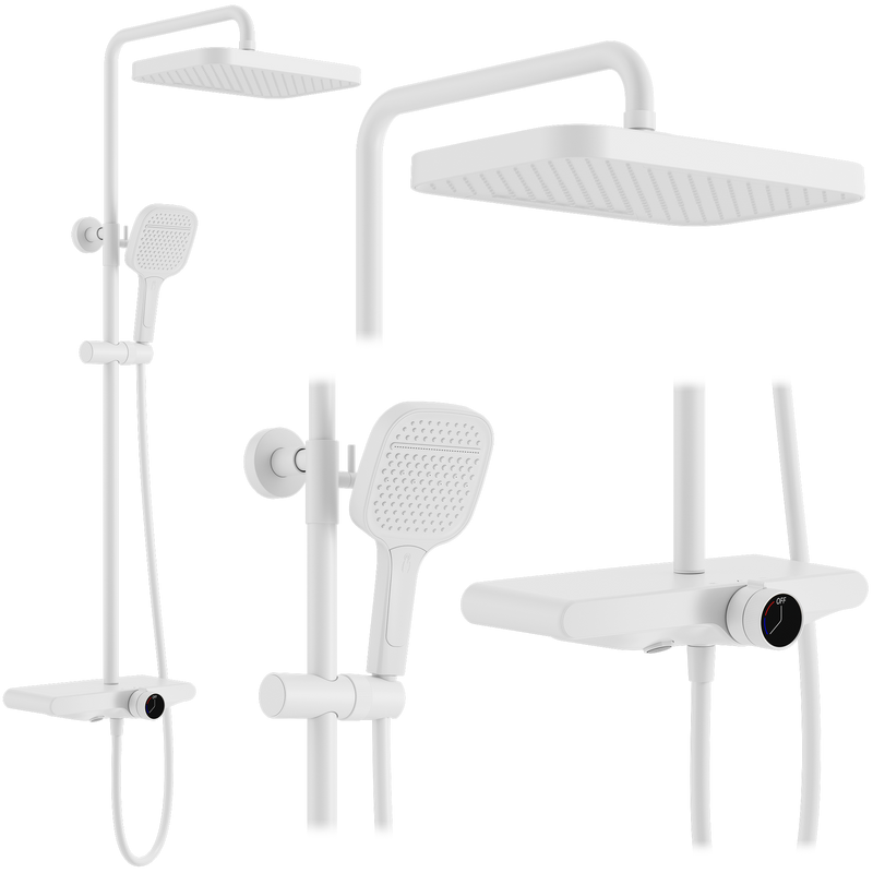 Set dus REA Bari White - Alamă, ABS - Alb | SanitarePro