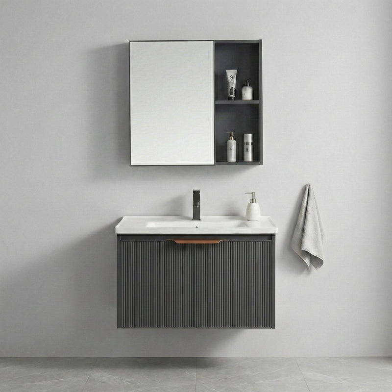 Set mobilier de baie cu lavoar Mario 60cm Grey