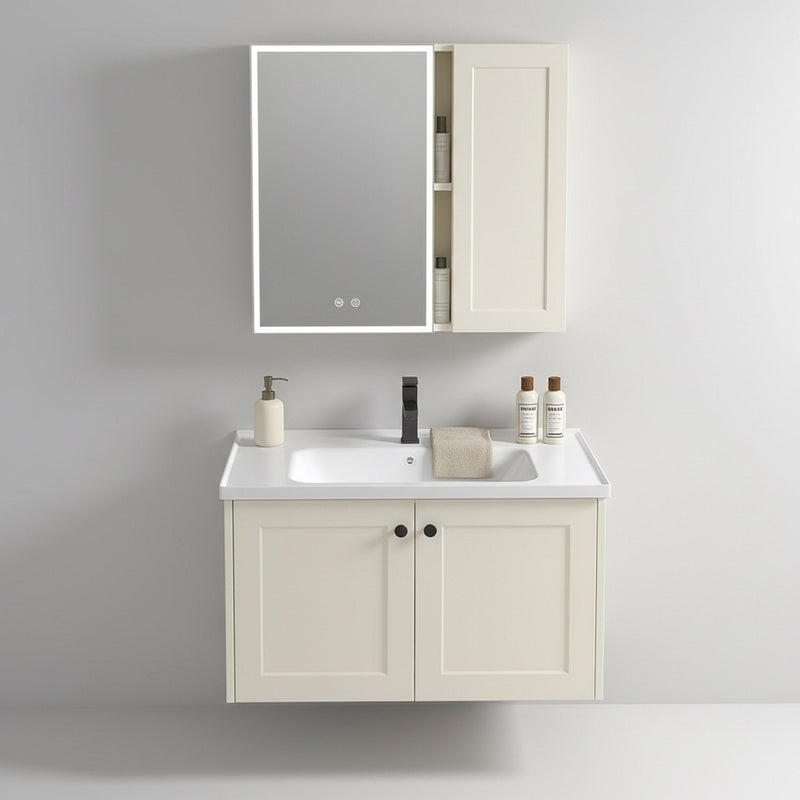 Set mobilier de baie cu lavoar Monti 60cm Creme