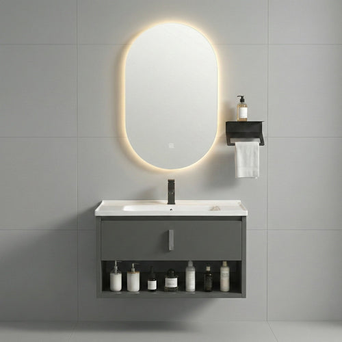 Set mobilier de baie cu lavoar Toledo 60cm Grey