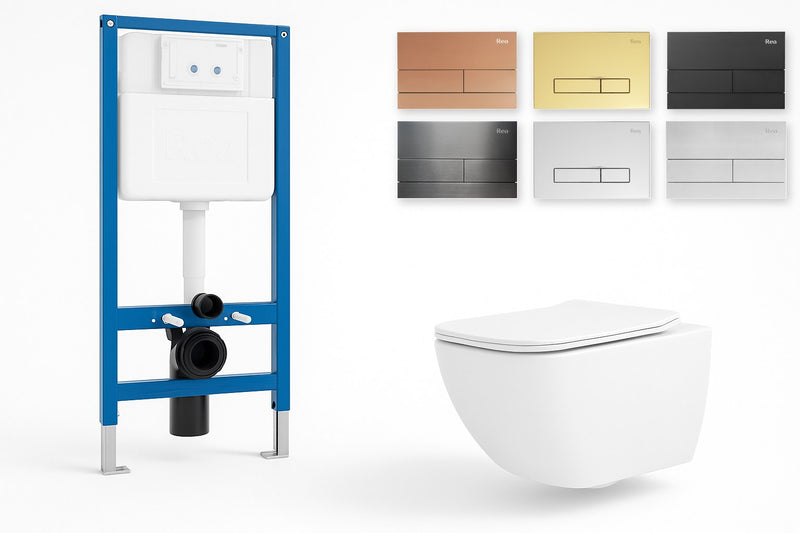 Set WC Suspendat Rea Dexter Tornado + Cadru Rea K011A-Q - vas, cadru cu rezervor si 6 finisaje de clapeta