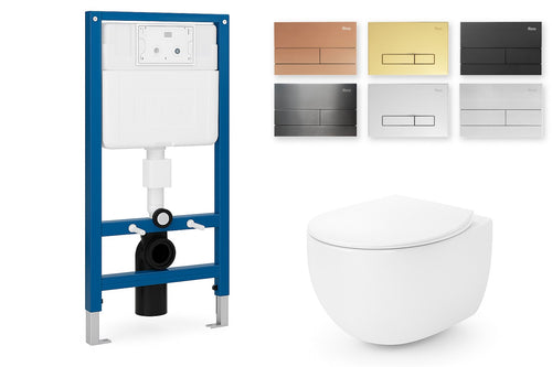 Set WC Suspendat Rea Lars + Cadru Rea K011A-Q - vas, cadru cu rezervor si 6 finisaje de clapeta