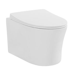 Set vas WC suspendat, Fluminia, Isolda, rimless, cu capac soft close, quick release, alb