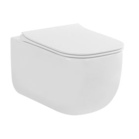 Set vas wc suspendat Fluminia, Orion, rimless, cu fixare ascunsă, capac soft close, quick release alb,