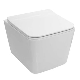 Set vas WC suspendat, Fluminia, Paris, rimless, cu capac quick release si soft close, alb