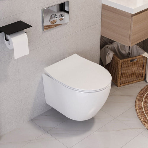 Vas WC Carlo Flat Mini Rimless + Bideu Carlo Mini - accesorii