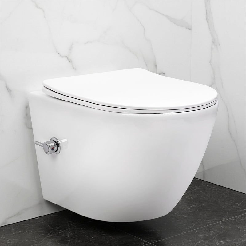 Vas WC suspendabil REA Carlo Lux Rimless cu funcție bideu