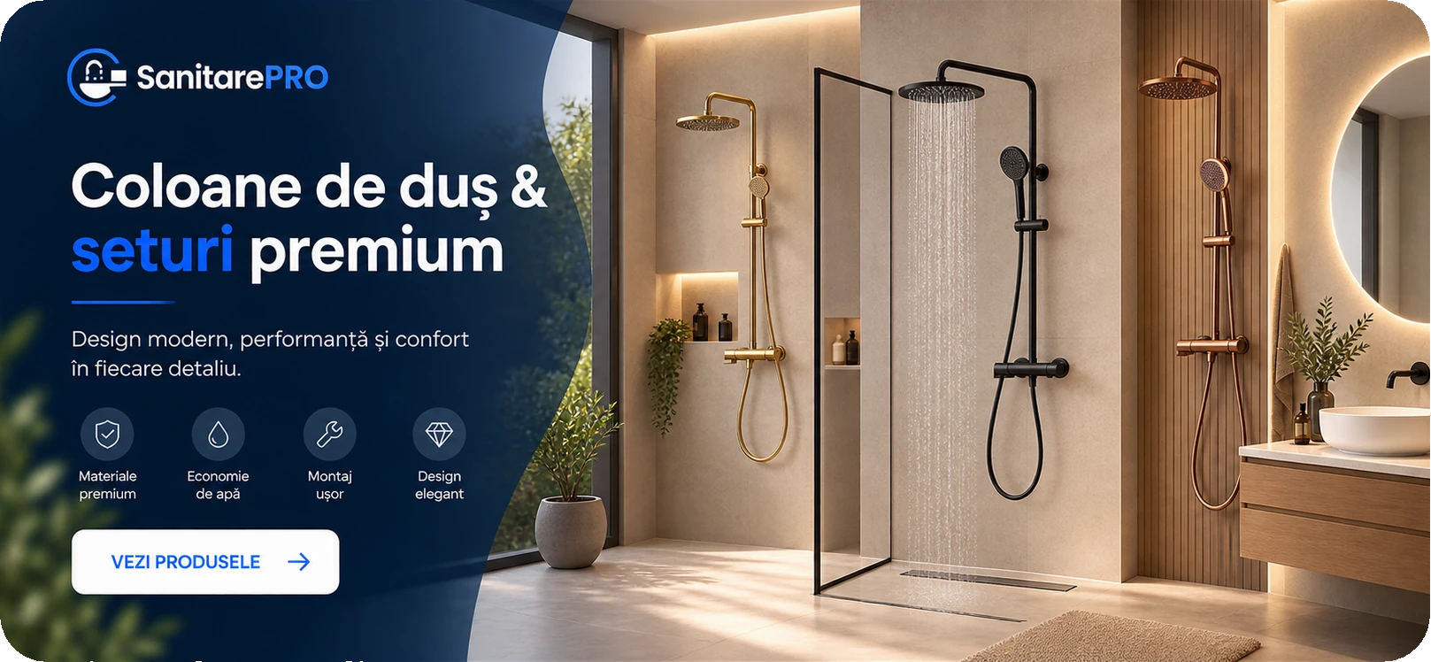 Coloane de duș și seturi de duș premium REA — SanitarePRO
